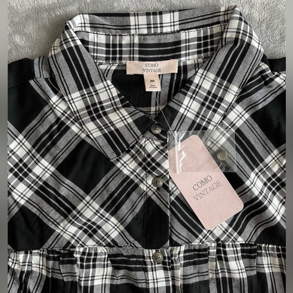 COMO VINTAGE Plaid button down shirts M - Picture 6 of 11